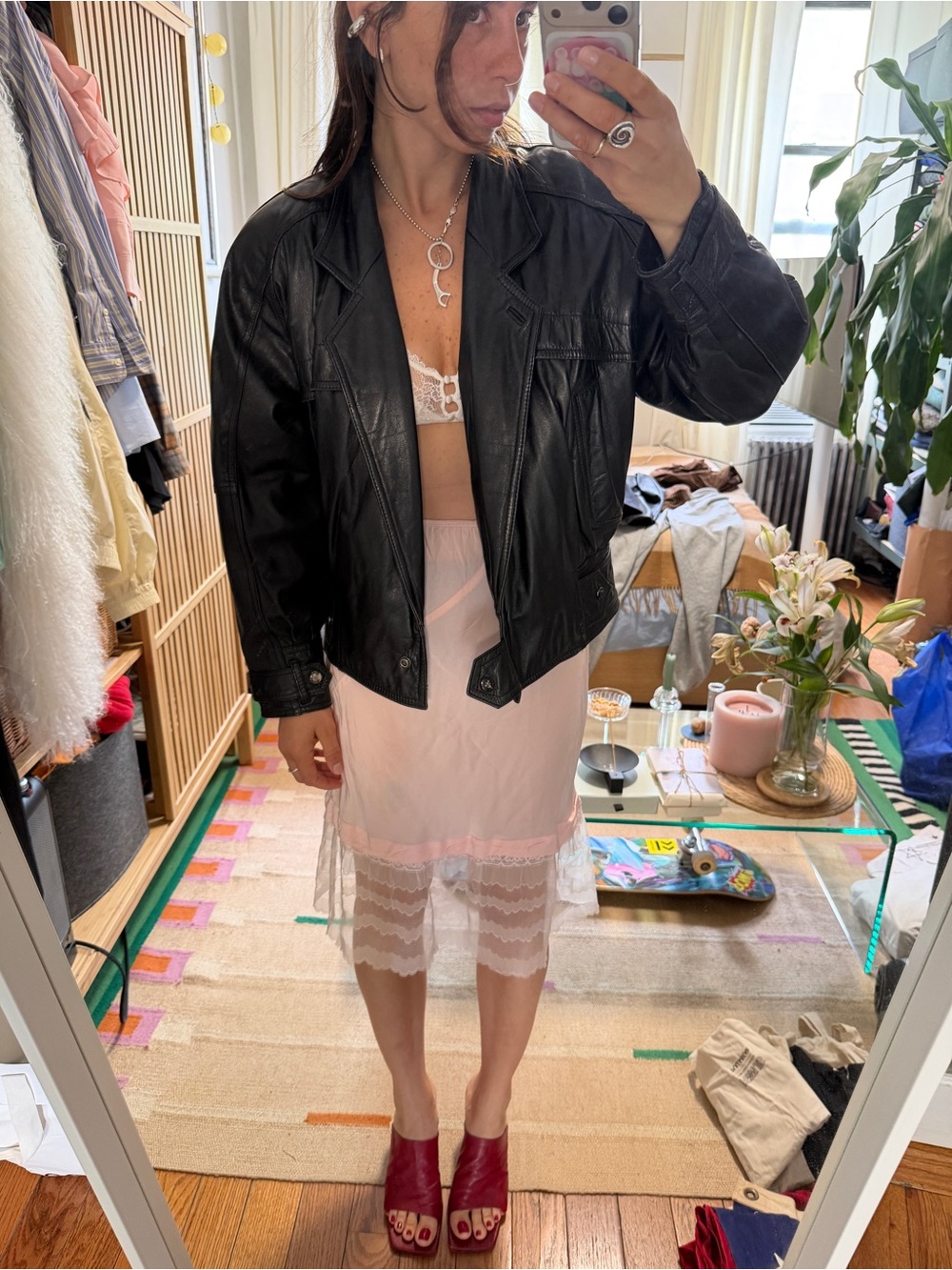 Vintage Black Leather Jacket - Size- xs (fits to small)